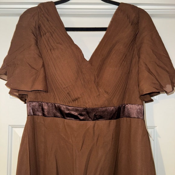 NWT Women's Brown Chiffon Bridesmaid Dress - Picture 5 of 7